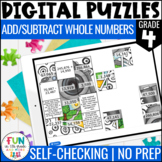 Add & Subtract Whole Numbers Digital Puzzles {4.NBT.4} 4th