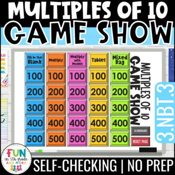 Preview of Multiples of 10 Game Show | 3rd Grade Math Review Game 3.NBT.3