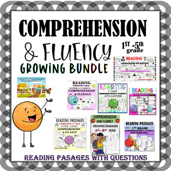 Preview of 50% OFF - GROWING BUNDLE READING COMPREHENSION & FLUENCY WITH QUESTIONS