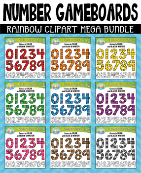 Preview of ($3 FLASH DEAL) Rainbow Number Game Boards Clipart Mega Bundle