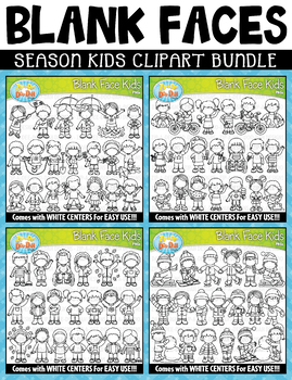 Preview of Season Kids Blank Faces Clipart Mega Bundle {Zip-A-Dee-Doo-Dah Designs}