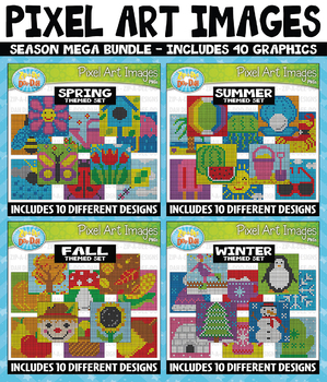 Preview of Seasons Pixel Art Images Clipart Mega Bundle {Zip-A-Dee-Doo-Dah Designs}