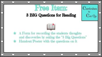 Preview of (3) Free Item! 3 BIG Questions for Reading