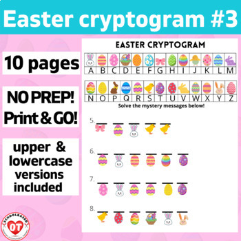 Preview of #3 OT Easter Cryptogram worksheets: 10 no prep pages: decoding words/phrases