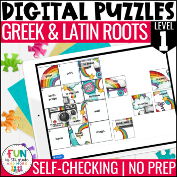 Preview of Greek & Latin Roots Digital Puzzles Level 1 | Vocabulary Review Activity