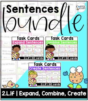 Preview of ⭐️30% OFF⭐️ BUNDLE | 2.L.1f | 240 Task Cards | Expand, Combine, Create Sentences
