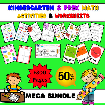 Preview of +300 Pages Math Activities Centers Mega BUNDLE For Kindergarten & Prek No Prep