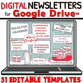 Preview of  31 EDITABLE newsletter templates for Christmas - Google Slides
