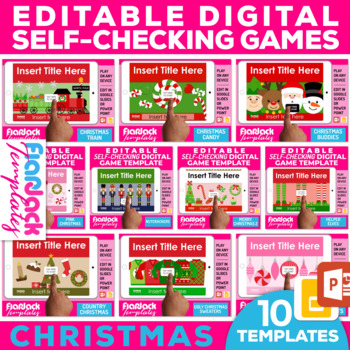 Preview of Editable Google Slides PowerPoint Game Templates CHRISTMAS Bundle