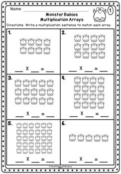 multiplication arrays and equal groups worksheets bundle by the froggy factory