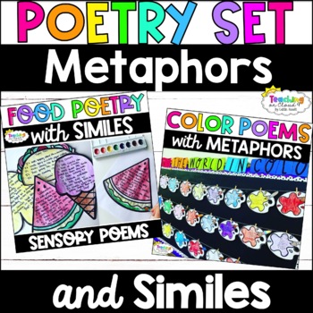 Preview of Simile and Metaphor Poems | End of Year Poetry Writing | Sensory and Color Poems