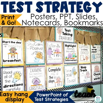 Preview of Test Taking Strategies Signs Posters Bulletin Board Powerpoint PPT Note Cards