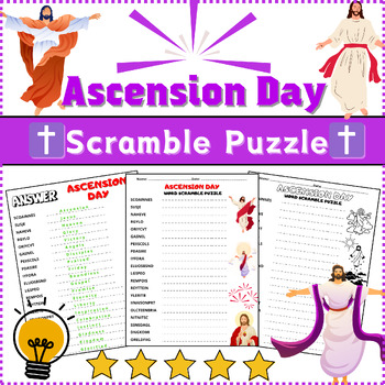 Preview of (3rd,4th,5th,6th) Ascension Day Scramble Puzzle Worksheet Activity ⭐No Prep⭐