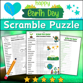 Preview of (3rd, 4th, 5th, 6th) Earth Day Scramble Puzzle Worksheet Activity ⭐No Prep⭐