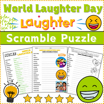Preview of (3rd,4th,5th,6th) World Laughter Day Scramble Puzzle Worksheet Activity⭐No Prep⭐