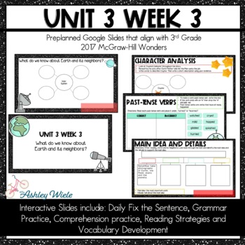 Preview of  3rd Grade 2017 Wonders Unit 3 Week 3- Daily Slides