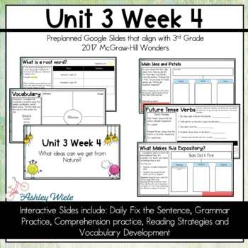 Preview of  3rd Grade 2017 Wonders Unit 3 Week 4- Daily Slides