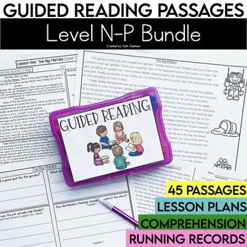 Preview of 3rd Grade Bundle Guided Reading Passages with Comprehension Questions Level N-P