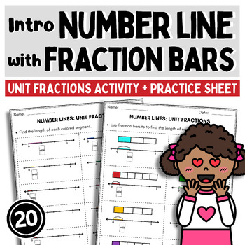 Preview of ❤️ 3rd Grade Math Beginning Fractions on a Number Line Worksheets fraction unit