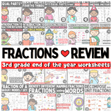 ❤️ 3rd grade End of the year Fractions Worksheets Bundle A
