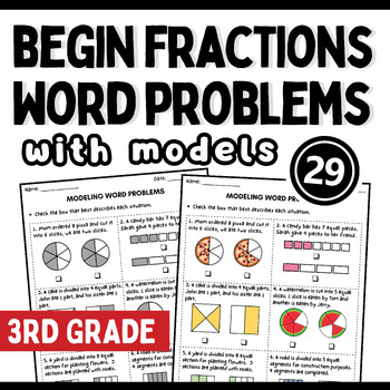 Preview of ❤️ 3rd grade Math Fraction Review Word Problem Simple Fraction Task card no prep