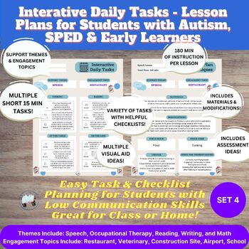 Preview of #4 Set Interactive Daily Tasks - Lesson Plans for Autism, SPED, & Early Learners