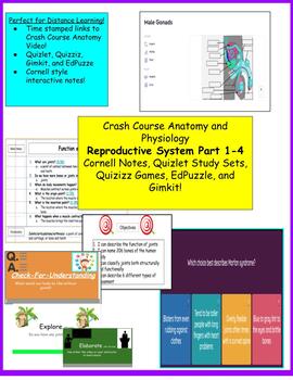 Preview of #40-43 ReproductiveSystem Crash Course Anatomy Quizlets, Gimkits, and Edpuzzles!