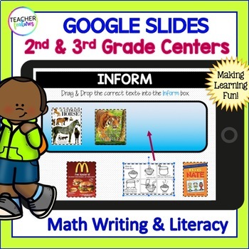 Preview of 2ND GRADE PHONICS READING WRITING MATH REVIEW Activities GOOGLE SLIDES BUNDLE