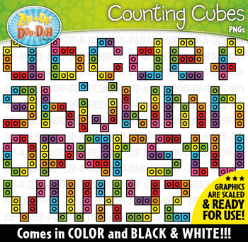 Preview of Lowercase Alphabet Letters Counting Snap Cubes Clipart Zip-A-Dee-Doo-Dah Design