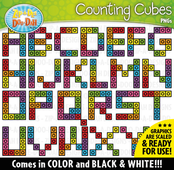 Preview of Uppercase Alphabet Letters Counting Snap Cubes Clipart Zip-A-Dee-Doo-Dah Design