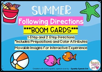 Preview of BOOM CARDS Summer Themed Following Directions with Movable Images