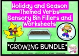 Seasons and Holiday Action Verbs Sensory Bin Pictures and 