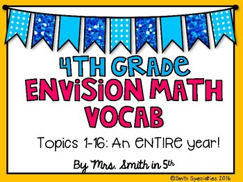Preview of (4th Grade) Envision Math Vocabulary Posters: Topics 1-16 BUNDLE!
