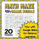 Preview of ⭐ 4th Grade Math Maze Bundle⭐ PDFs & GOOGLE SLIDES DISTANCE LEARNING