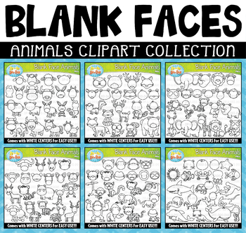 Preview of Animals Blank Faces Clipart Mega Bundle {Zip-A-Dee-Doo-Dah Designs}
