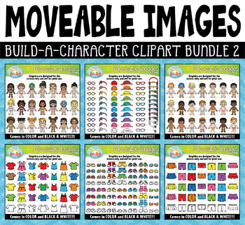 Preview of Build-A-Character Moveable Clipart Bundle 2 for Paperless Resources