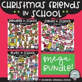 Christmas Friends in School Clipart MEGA Bundle!