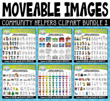 Preview of Community Helpers Moveable Clipart Bundle 1 for Paperless Resources