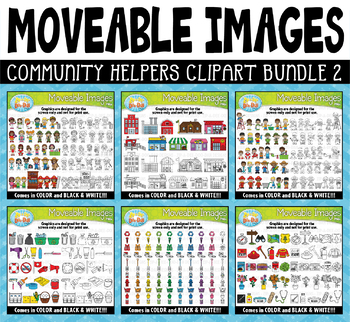 Preview of Community Helpers Moveable Clipart Bundle 2 for Paperless Resources