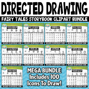 Preview of Fairy Tale Storybook Directed Drawing Images Clipart Mega Bundle