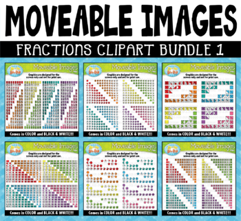 Preview of Fractions Moveable Clipart Bundle 1 for Paperless Resources