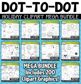 Preview of Holiday Dot-to-Dot / Connect the Dots Clipart Mega Bundle