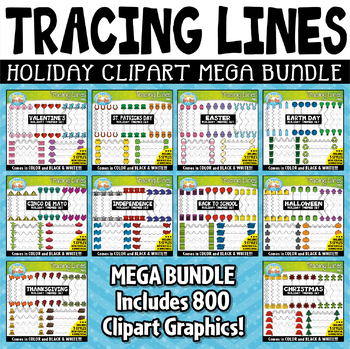 Preview of Holiday Tracing Lines Clipart Mega Bundle {Zip-A-Dee-Doo-Dah Designs}