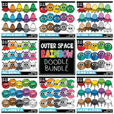 Outer Space Rainbow Doodle Clipart Bundle {Zip-A-Dee-Doo-D
