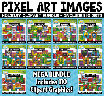 Preview of Holiday Pixel Art Images Clipart Mega Bundle {Zip-A-Dee-Doo-Dah Designs}
