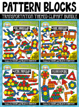 Preview of Transportation Puzzle Pattern Blocks Clipart Mega Bundle