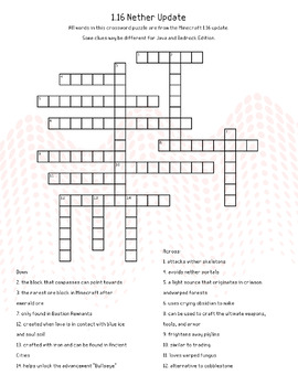 Minecraft Crossword Puzzles By Our English Tpt
