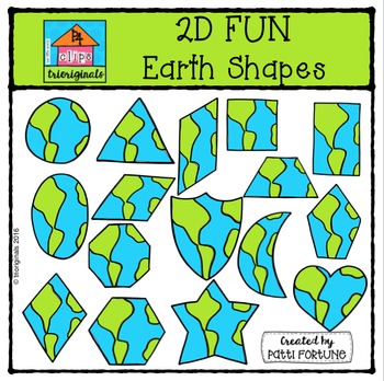 Preview of 2D FUN Earth Shapes {P4 Clips Trioriginals Digital Clip Art}