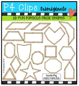 Preview of 2D FUN Popsicle Stick Shapes {P4 Clips Trioriginals Digital Clip Art}