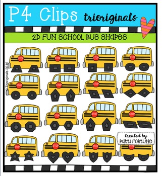 Preview of 2D FUN School Bus Shapes  {P4 Clips Trioriginals Digital Clip Art}